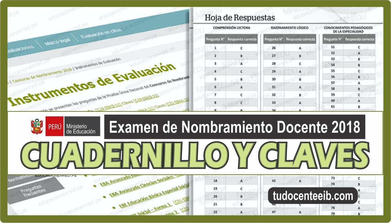 Cuadernillo Y Claves Del Examen De Nombramiento Docente 2018 Prueba